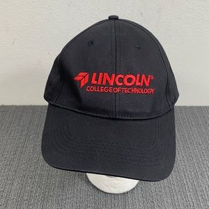 Lincoln College of Technology Baseball Hat Unisex Adjustable Black Red Strapback